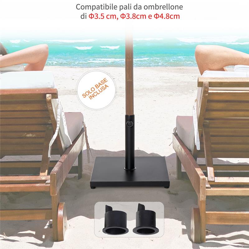 BASE PER OMBRELLONE QUADRATA DA 18KG 45X45X39CM COLORE NERO
