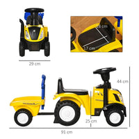 TRATTORE PER BAMBINI CAVALCABILE CON RIMORCHIO RASTRELLO E PALA 12-36 MESI