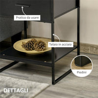 COMODINO MODERNO CON CASSETTO E RIPIANO APERTO 45X 40 X 60 CM NERO