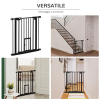 CANCELLETTO PER CANI CON FISSAGGIO A PRESSIONE, ESTENSIBILE DA 74-80CM CON CHIUSURA AUTOMATICA, NERO