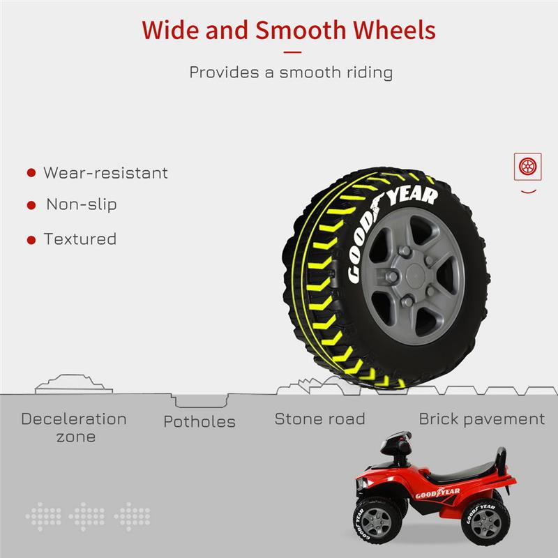 QUAD GIOCATTOLO PER BAMBINI 18-36 MESI CON LICENZA GOODYEAR ROSSO E NERO