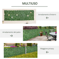 ROTOLO DI SIEPE ARTIFICIALE PER BALCONE IN PE CON FOGLIE 300X100 CM VERDE SCURO