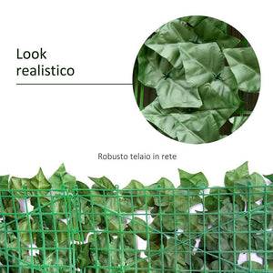 ROTOLO DI SIEPE ARTIFICIALE PER BALCONE IN PE CON FOGLIE 300X100 CM VERDE SCURO