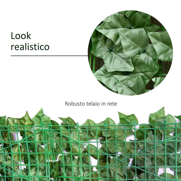ROTOLO DI SIEPE ARTIFICIALE PER BALCONE IN PE CON FOGLIE 300X100 CM VERDE SCURO
