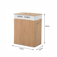 CESTA PORTABIANCHERIA IN BAMBÙ CON COPERCHIO E FODERA RIMOVIBILE 52 X 32 X 63 CM