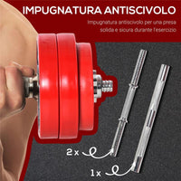 SET 2IN1 BILANCIERE E MANUBRI PESI DA 30 KG DISCHI RIVESTIMENTO ANTIGRAFFI