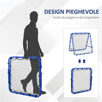 RETE DA CALCIO REBOUNDER PIEGHEVOLE CON ANGOLO REGOLABILE E PICCHETTI, 100X95X90 CM, BLU