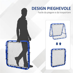 RETE DA CALCIO REBOUNDER PIEGHEVOLE CON ANGOLO REGOLABILE E PICCHETTI, 100X95X90 CM, BLU