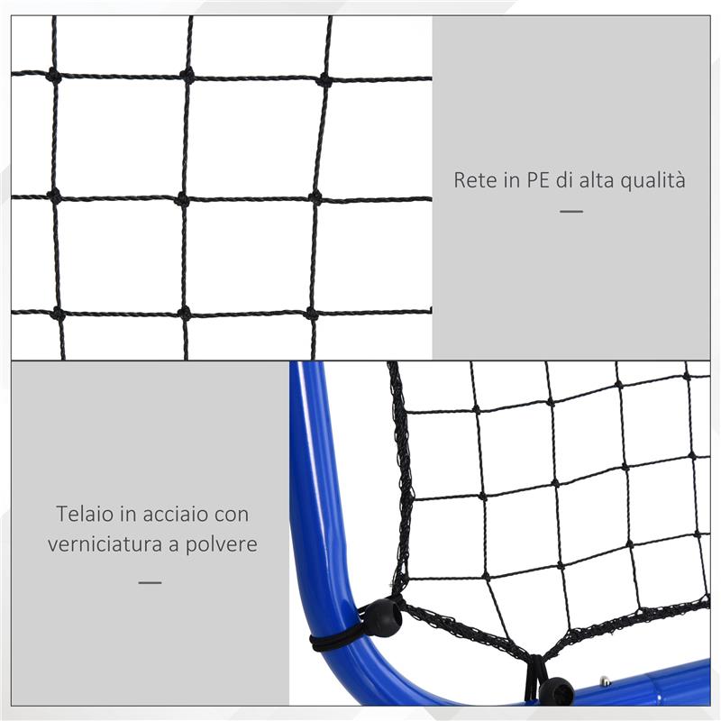 RETE DA CALCIO REBOUNDER PIEGHEVOLE CON ANGOLO REGOLABILE E PICCHETTI, 100X95X90 CM, BLU
