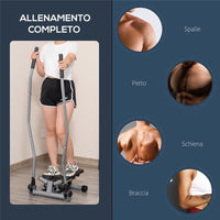 STEPPER CON MANUBRIO MANIGLIE STEP FITNESS CON MONITOR LCD PER CASA E PALESTRA ARGENTO