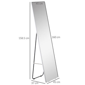 SPECCHIO DA TERRA E PARETE CON STRUTTURA IN ALLUMINIO PER CAMERA, INGRESSO E BAGNO, 45X37X158.5CM