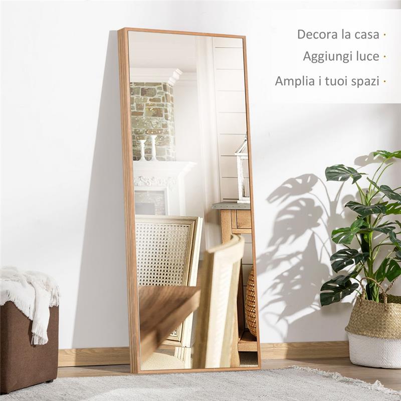 SPECCHIO DA PARETE E DA APPOGGIO IN LEGNO DI PINO CON GANCI INCLUSI 45X125CM