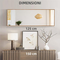 SPECCHIO DA PARETE E DA APPOGGIO IN LEGNO DI PINO CON GANCI INCLUSI 45X125CM
