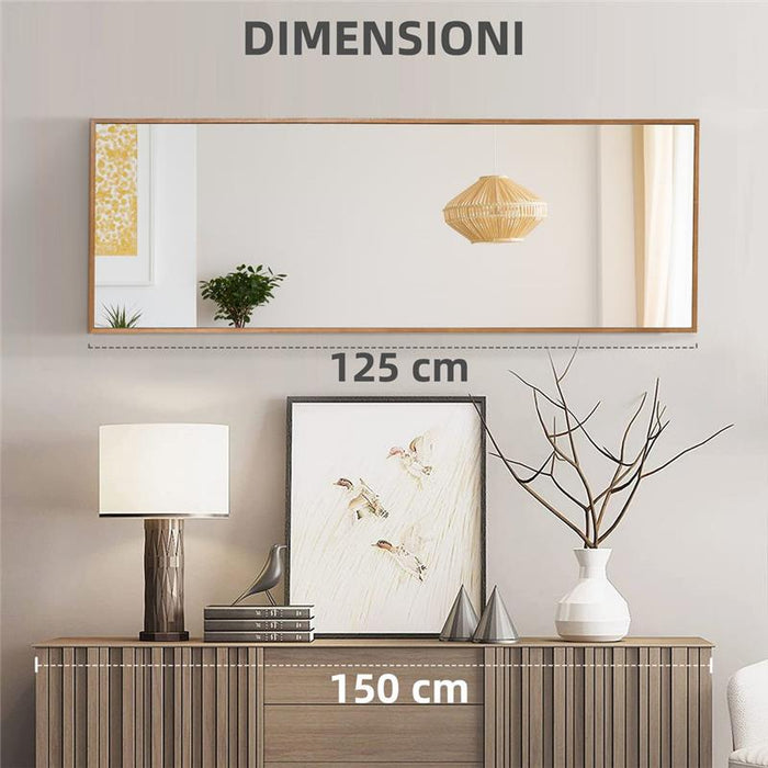 SPECCHIO DA PARETE E DA APPOGGIO IN LEGNO DI PINO CON GANCI INCLUSI 45X125CM