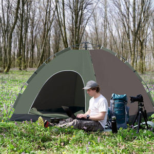 TENDA DA CAMPEGGIO POP-UP PER 4 PERSONE CON BORSA DA TRASPORTO, 210X210X135CM, VERDE