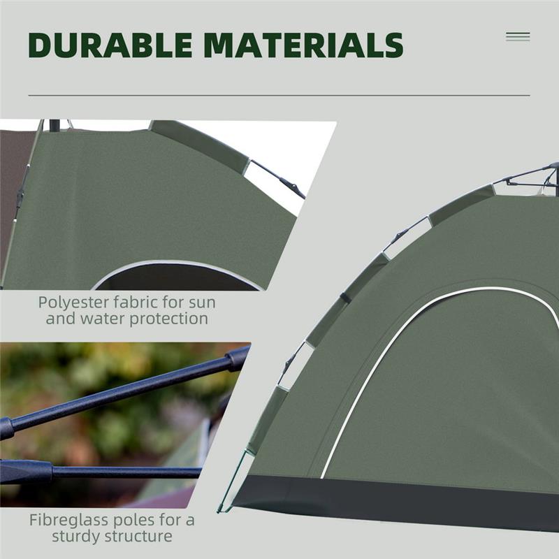 TENDA DA CAMPEGGIO POP-UP PER 4 PERSONE CON BORSA DA TRASPORTO, 210X210X135CM, VERDE