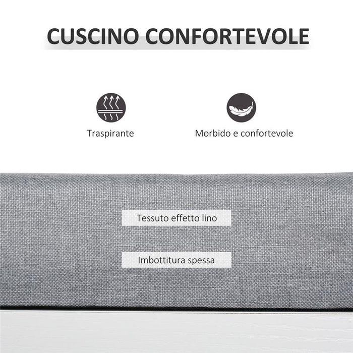 PANCA SCARPIERA CON CUSCINO CASSETTO E 3 VANI APERTI IN LEGNO 81X31.5X49CM