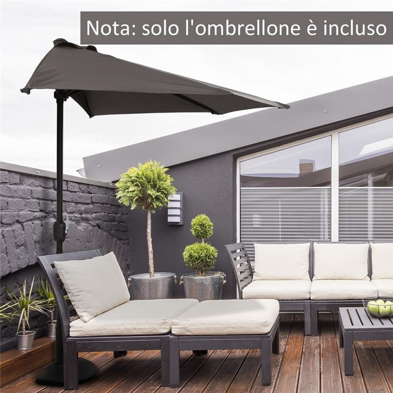 OMBRELLONE DA PARETE IN POLIESTERE IMPERMEABILE 269 X 138 X 236 CM GRIGIO