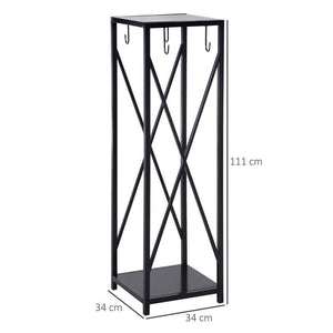 PORTALEGNA DA INTERNO ED ESTERNO SALVASPAZIO IN METALLO CON PALETTA SCOPINO ATTIZZATOIO E PINZA, 34X34X111CM NERO