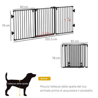 CANCELLETTO DI SICUREZZA PIEGHEVOLE E REGOLABILE IN ACCIAIO, BARRIERA PER CANI CON CHIUSURA AUTOMATICA E SISTEMA DI BLOCCO - NERO