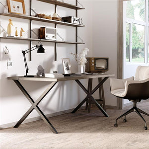 SET 2 PEZZI GAMBE TAVOLO IN ACCIAIO A X 80X4X72CM NERO