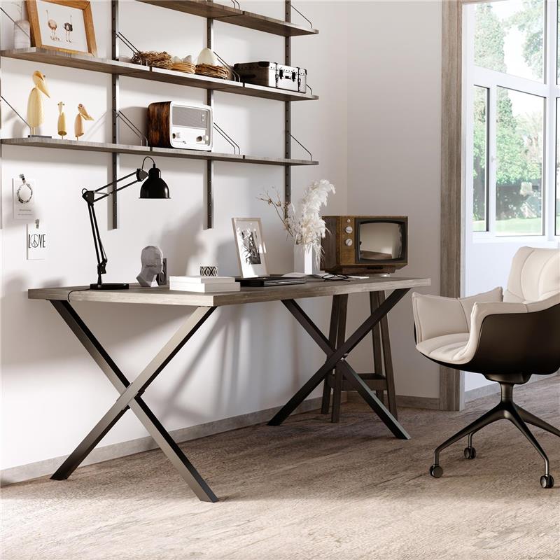 SET 2 PEZZI GAMBE TAVOLO IN ACCIAIO A X 80X4X72CM NERO