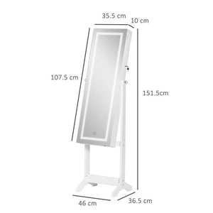 SPECCHIO PORTAGIOIE AUTOPORTANTE CON LUCE LED CON SERRATURA 46X36.5X151CM