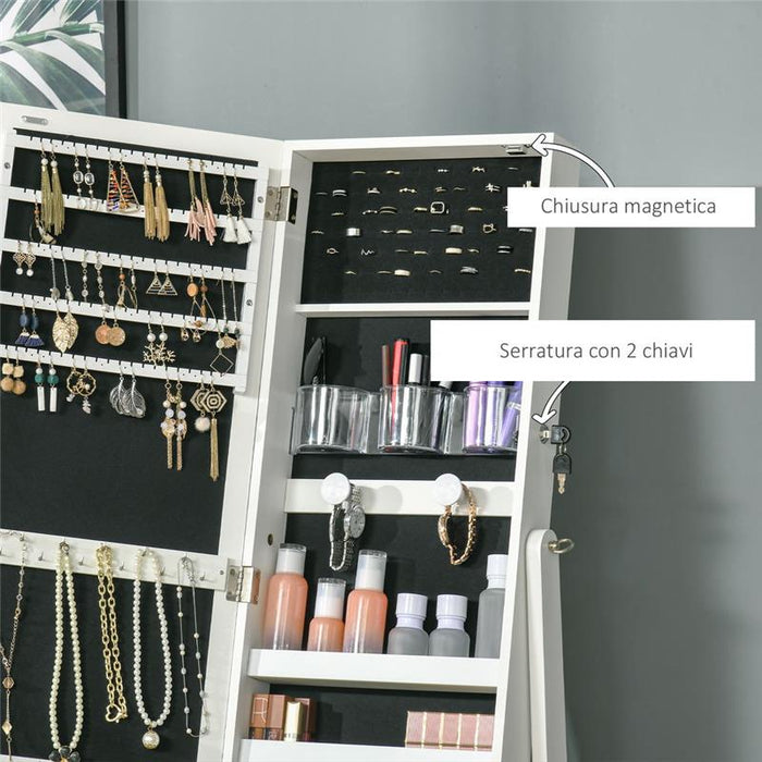 SPECCHIO PORTAGIOIE AUTOPORTANTE CON LUCE LED CON SERRATURA 46X36.5X151CM