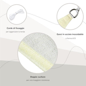 TENDA DA SOLE A VELA OMBREGGIANTE TRIANGOLARE 5 X 5 X 5 MT COLORE BEIGE