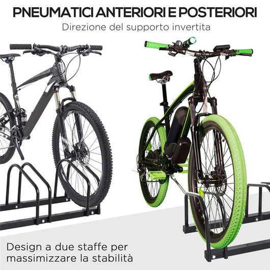 RASTRELLIERA PORTABICICLETTE PARCHEGGIO PER 4 BICICLETTE IN ACCIAIO 110X33X27 CM
