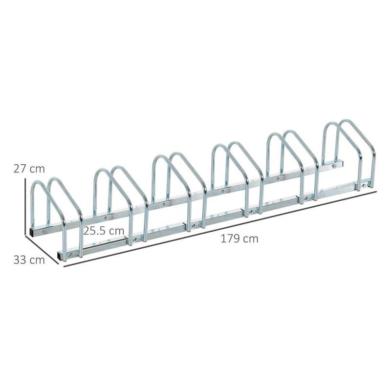 RASTRELLIERA PORTABICICLETTE PARCHEGGIO PER 6 BICICLETTE IN ACCIAIO, 179X33X27 C