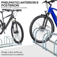 RASTRELLIERA PORTABICICLETTE PARCHEGGIO PER 6 BICICLETTE IN ACCIAIO, 179X33X27 C