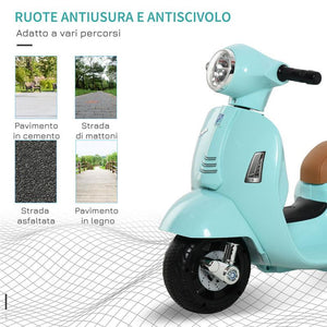 MOTO ELETTRICA VESPA PER BAMBINI 18-36 MESI VERDE ACQUA
