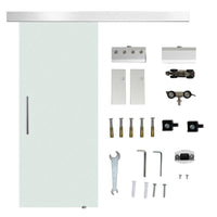 PORTA SCORREVOLE INTERNA IN VETRO SMERIGLIATO CON BINARIO B1 E MANIGLIA PER BAGNO CUCINA STUDIO VETRO 205X 77,5X 0,8CM