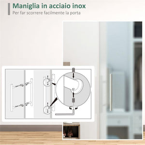 PORTA SCORREVOLE INTERNA IN VETRO SMERIGLIATO CON BINARIO B1 E MANIGLIA PER BAGNO CUCINA STUDIO VETRO 205X 77,5X 0,8CM