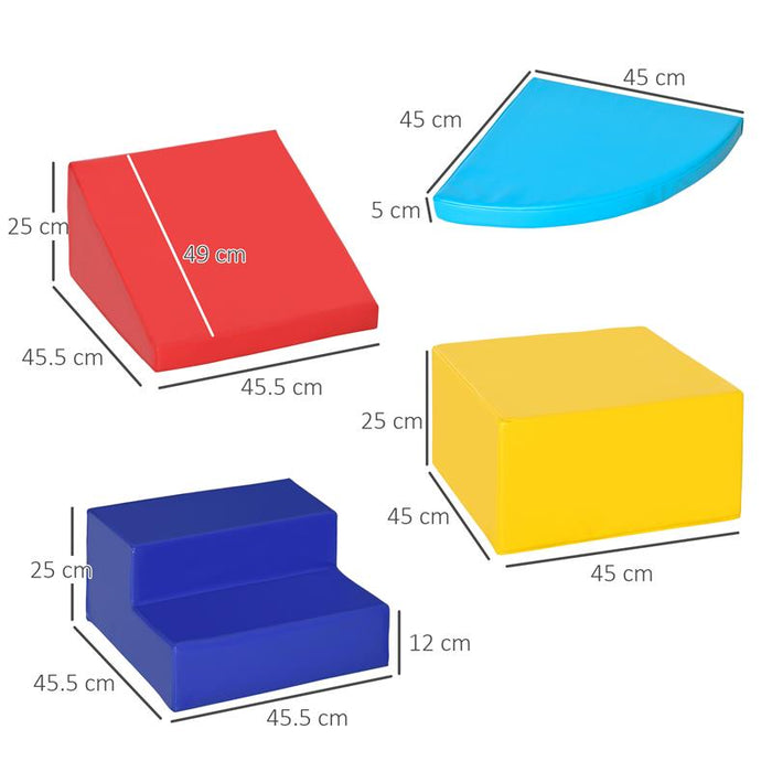 SET COSTRUZIONI MORBIDE DA 4 PEZZI GIOCO EDUCATIVO PER BAMBINI ETÀ 1-3 ANNI PER CASA E SCUOLA - MULTICOLORE