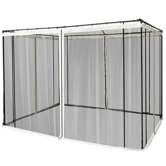 ZANZARIERA PER GAZEBO 3X3M CON CERNIERE E ANELLI, PANNELLI DA 302X207CM, NERO/BEIGE