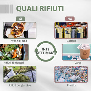 COMPOSTIERA DOMESTICA DA 160L DA GIARDINO E DA BALCONE IN PLASTICA PP