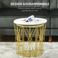 SET 2 TAVOLINI DA SALOTTO CON RIPIANO RIMOVIBILE BIANCO