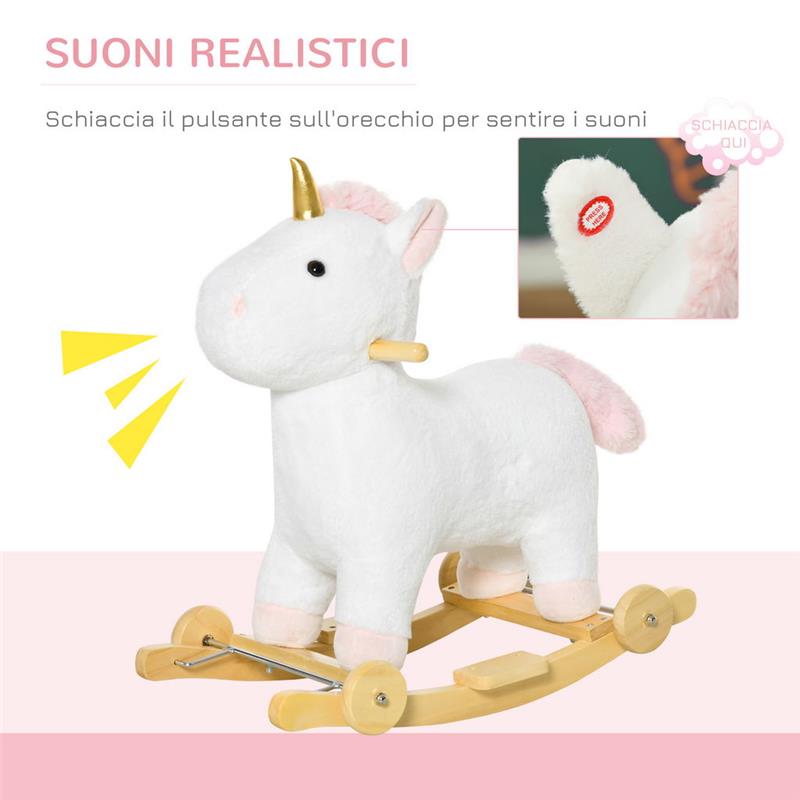 CAVALLO A DONDOLO A FORMA DI UNICORNO BIANCO
