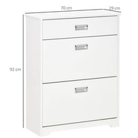 SCARPIERA MODERNA IN LEGNO, 2 CASSETTI PUÒ CONTENERE 16 PAIA DI SCARPE 70X29X92CM, BIANCO