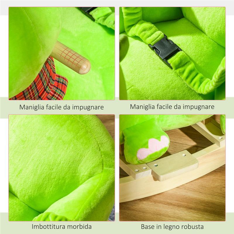 DONDOLO CON RUOTE A FORMA DI DRAGO PER BAMBINI 18-36 MESI VERDE
