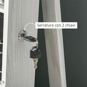 SPECCHIO PORTAGIOIE GIREVOLE CON 2 CHIAVI IN LEGNO 38X38X160 CM