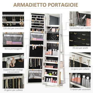 SPECCHIO PORTAGIOIE GIREVOLE CON 2 CHIAVI IN LEGNO 38X38X160 CM