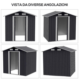 CAPANNO DA GIARDINO IN ACCIAIO ZINCATO A DOPPIA PORTA 195,5X153X188 CM