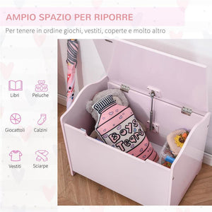 CASSAPANCA CONTENITORE PORTAGIOCHI IN LEGNO ROSA