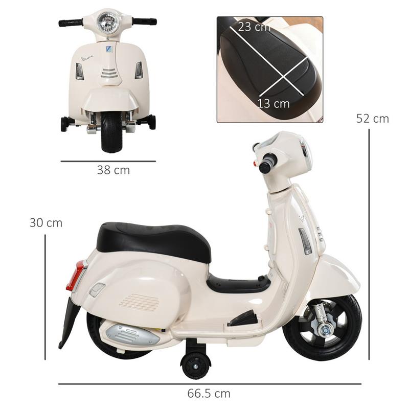 MOTO ELETTRICA VESPA PER BAMBINI 18-36 MESI BIANCA