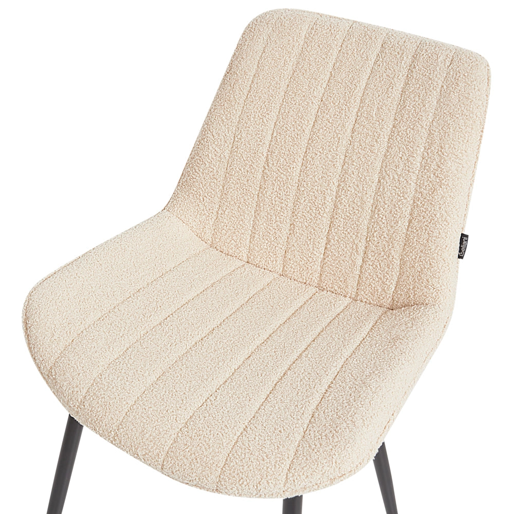 Set di 2 sedie da pranzo in tessuto bouclè beige chiaro con gambe in acciaio nero senza braccioli set da pranzo salotto soggiorno moderno