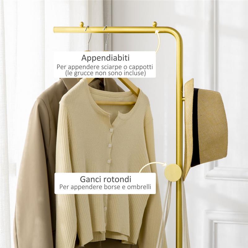 APPENDIABITI CON 2 GANCI PER INGRESSO CAMERA DA LETTO E SOGGIORNO ORO E NERO