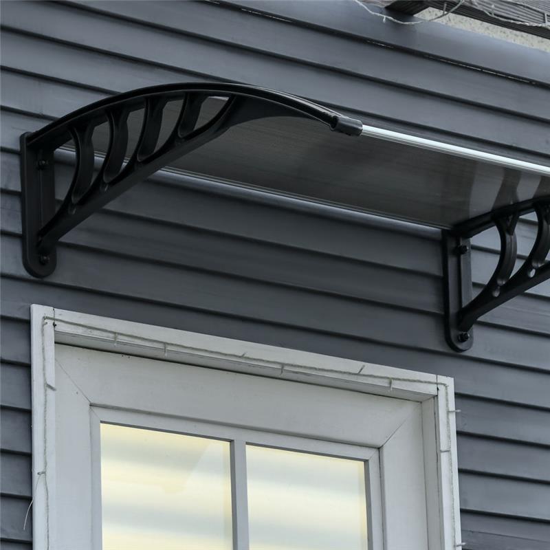 TETTOIA DA ESTERNO IN POLICARBONATO PER PORTE E FINESTRE CON KIT MONTAGGIO 100X100X26CM MARRONE